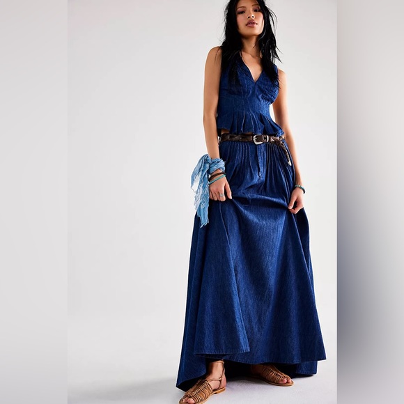 FREE PEOPLE WOMEN'S DARK WASH CLEAN COASTAL DENIM SET - Picture 8 of 8